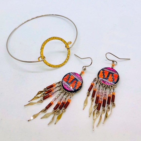 Vintage Southwestern Earrings & Dainty Bracelet - Picture 1 of 13